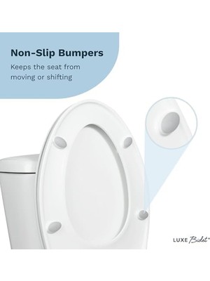 Bidet Luxe TS1008E Yavaş Kapanan, Hızlı Çıkarma Menteşeli ve Kaymaz Tamponlu Uzun Rahat Oturaklı Klozet Kapağı (Beyaz)