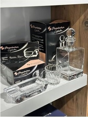 Kristal Meşrubat Bardağı Şişe ve Küllük Seti 6 Parça 8695862668863398AYBABASTORE