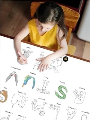 (PSTER21321) Alfabe Eğitici Dev Boyama Kağıdı, Çocuklar Için Aktivite Boyama Rulosu (90X130CM)