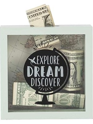 Prinz Explore Money Savings Yetişkinler Için Kumbara, Çocuklar Için Tasarruf Kutusu Değiştirme Kavanozu, 15,8 cm x 15,5 cm Ahşap Gölge Kutusu, Açık Yeşil