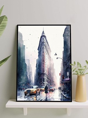 New York Manzaralı Çerçeveli Tablo, Modern Şehir Duvar Sanatı Dekoru