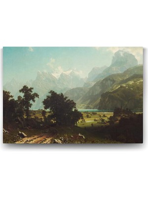 Albert Bierstadt - Lake Lucerne Tablosu - 75X50CM