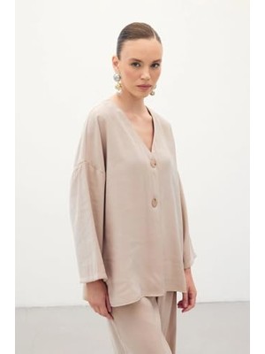 Sateen Düğmeli Kimono, STN139KCE1847