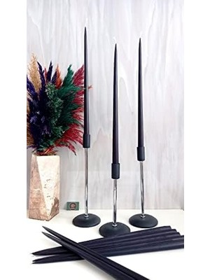 (6 Adet x 35CM) Konik Mum Şamdan Mumu Doğal Petek Bal Mumu Mum Siyah Dekoratif Beeswax Candle