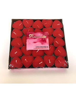 50'li Kalp Kırmızı Tealight Mum