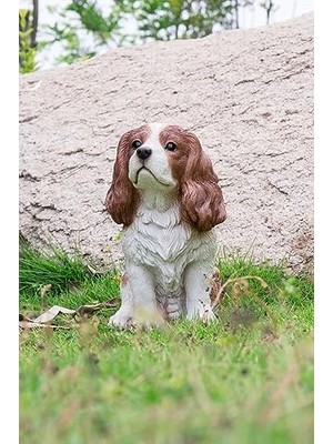 Hi- 87803-C Kahverengi/beyaz Kral Charles Spaniel Oturan Heykel