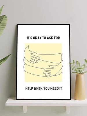 Helping Hands, Yardım Eli Motivasyon Çerçeveli Tablo, Çerçeveli Poster, Ofis, Çalışma Odası