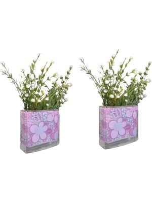 2 Adet Dahil,vazoda Çiçek,beyaz Yapay Çiçek, Dekoratif Pembe Çiçekli 10X15X3CM