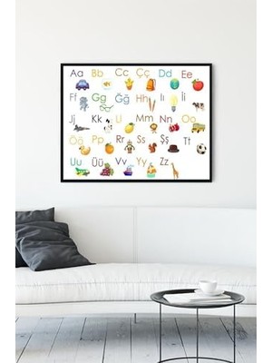 (PSTER13593) Türkçe Alfabe Eğitim Çerçeveli Tablo (30 x 40CM)