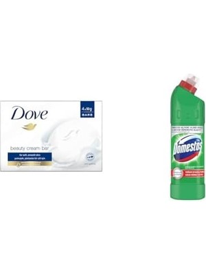 Bliss Store Dove Beauty Cream Bar Katı Güzellik Sabunu Original Nemlendirici Etkili, (4 x 90 G)(1) Domestos Yoğun Kıvamlı Çamaşır Suyu Maksimum Hijyen Dağ Esintisi, 750 Ml(3)