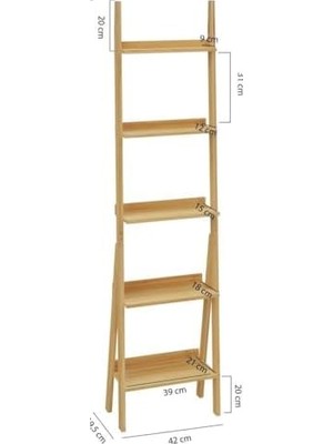 Bliss Store Bambu 5 Raflı Merdiven Kitaplık Banyo Düzenleyici Raf Organizer Saksılık DB-0022