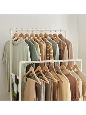 Bliss Store Giysi Rafı, 2 Asma Raylı Metal Stant, Maksimum Yük 55 Kg, Kolay Montaj, Beyaz RDR01WT