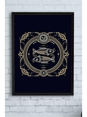 Bliss Store (PSTER14440) Balık Burcu Tasarım Çerçeveli Tablo 2 21 x 30