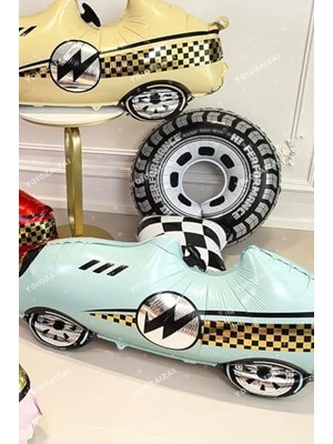 Bliss Store Mavi Retro Yarış Arabası Folyo Balon Büyük 110CM 9405