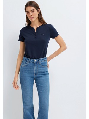 Mavi Yarı Düğmeli Mavi Jeans Lacivert Tişört 1613981-70490
