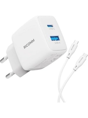 Bliss Store 25W Gan Usb-C + Usb-A Şarj Aleti Pps Pd, Ipad,, Uyumlu Hızlı Şarj Cihazı + 2 Metre Type-C 60W Şarj Kablosu