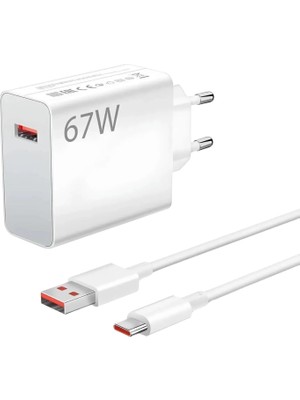 Bliss Store 67W Type-C Şarj Adaptörü ve Kablo Seti, Saniye Gösterir Turbo Hızlı Şarj Göstergeli,iphone Ile Uyumlu Duvar Tipi Adaptör