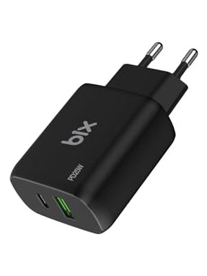 Bliss Store Bix ZH-2U41T 25W Pd 3.0 Type-C & Usb-A Çift Bağlantı Noktalı Hızlı Şarj Adaptörü Siyah,, 15/14/13/12/pro Max, iPad Air/pro ve Daha Fazlası ile Uyumlu