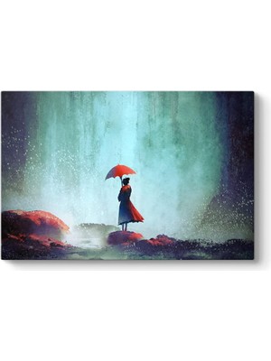 Bliss Store Kırmızı Şemsiyeli Kız Tablosu 75 x 50
