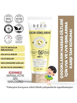 Bliss Store Propolisli Yüksek Koruma Çocuk Güneş Kremi, 50+ Spf, 80 ml