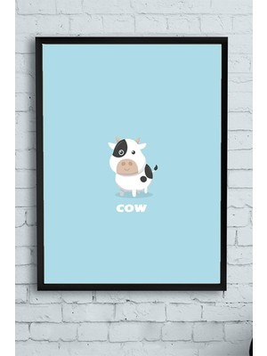 Bliss Store (PSTER11810) Küçük Inek Çocuk Odası Çerçeveli Tablo (50X70CM)