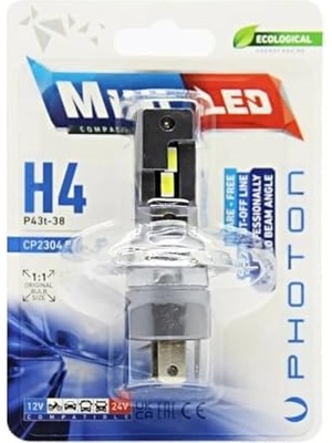 Bliss Store Photon Ampul Mini H4 12-24V Compact LED (Tekli Blister) Pht CP2304 B1