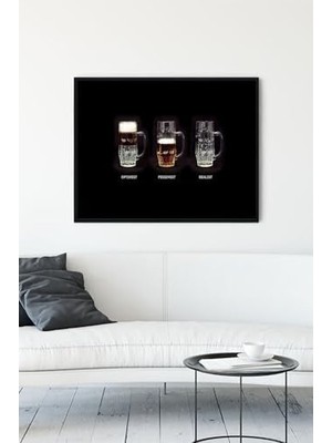 Bliss Store (PSTER12888) Optimist - Pesimist Eğlenceli Mizahi Çerçeveli Tablo (30 x 40CM)
