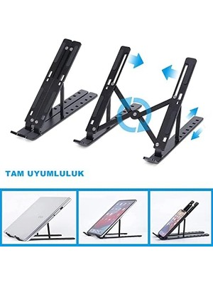 Bliss Store Taşınabilir Laptop Stant Bilgisayar Stant Notebook Stant Tüm Laptoplarla Uyumlu Siyah Bilgisayar Standı Taşınabilir Metal Kaymaz Stant Dizüstü Bilgisayar Stantları Stantı Siyah