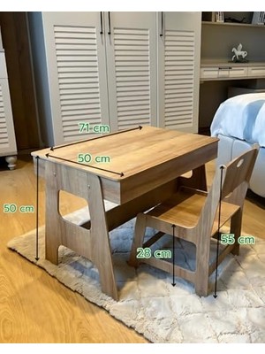 Bliss Store Arion Kids Mdf Çocuk Aktivite Masası, Açılabilir Kapaklı, Ergonomik Tasarım, 1 ve 1 Masa, 35X55X30 Cm, 2 Renk Seçeneği