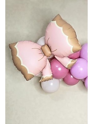 Bliss Store P.e.k. Büyük Retro Fiyonk Folyo Balon Pembe Retro Renkler Fiyonk Şekilli Folyo Balon 60X90CM