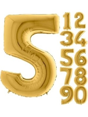 Bliss Store 5 Rakam Balon Folyo Altın Sarısı 16 Inç