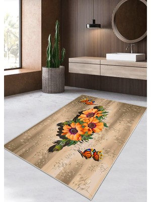Ardizayn Papatya 70x120cm Organik Pamuk Dokuma Taban, Dökülmez, Yıkanabilir Banyo Halısı