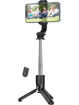 TKÇ Hoco K17 Bluetooth Uzaktan Kontrol Selfie Çubuğu Tripod Mini Canlı Yayın STANDI-(5775)