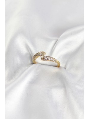 TKÇ Mey Ithalat® Zirkon Taşlı Gold Renk Pirinç Yüzük