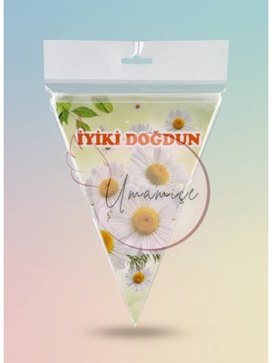 Umamiçe Papatya Temalı "iyi Ki Doğdun" Yazılı Doğum Günü Flaması