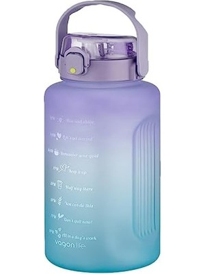 Bliss Store Mega Büyük Boy 2500ML 2.5litre Pipetli/pipetsiz Kullanım Çift Renk Motivasyon Matarası