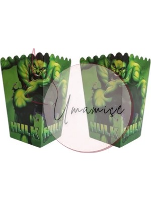 Umamiçe Hulk Temalı Baskılı Mısır Kutusu 8 Adet