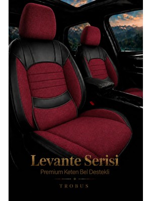 Trobus Ford Puma 2020+ Uyumlu Levante Serisi Bel Destekli Keten Bordo Siyah Koltuk Kılıfı