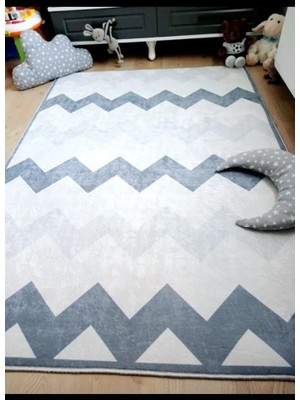 Ardizayn Zig Zag, İndirimli, (120X175 CM) Makinede Yıkanabilir, İnce, Dokuma Tabanlı, Çocuk Odası Halısı