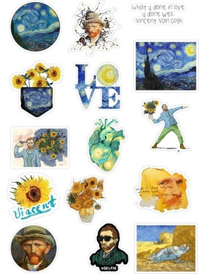 MS Major Selection Gogh Sticker Seti Telefon Bilgisayar Yüzeylere Uygun