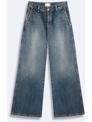 LTB Marıam B Geniş Paça Yüksek Bel Mid Indigo Jean Pantolon