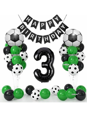 Parti Pera Futbol Temalı Doğum Günü Balon Seti Siyah Beyaz Top Folyo Balon