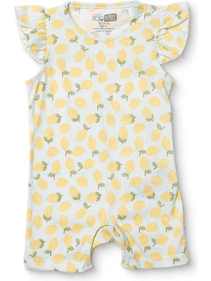 Hellobaby Kız Bebek Kısa Tulum Meyve Baskılı Çıtçıtlı Bisiklet Yaka Kısa Kol Reçme