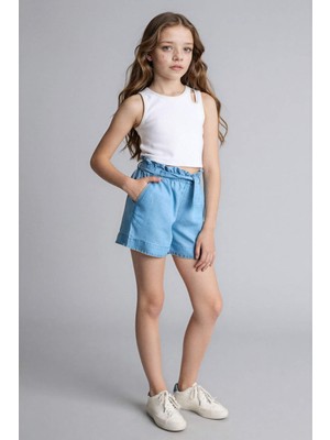 DeFacto Beli Bağcıklı Denim Şort Kız Çocuk G6380A826SM