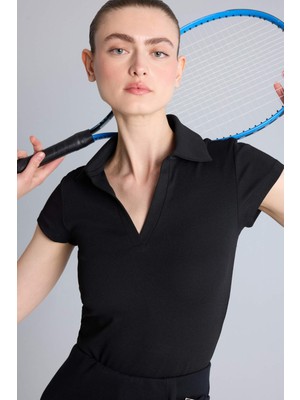 DeFacto Slim Fit Ribana Kısa Kollu Polo Tişört H8831AX26SM