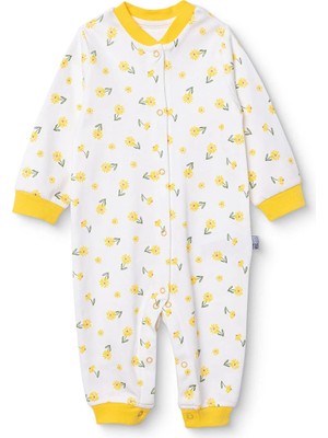 Hellobaby Kız Bebek Tulum Çıtçıtlı Bisiklet Yaka Uzun Kol Patikli