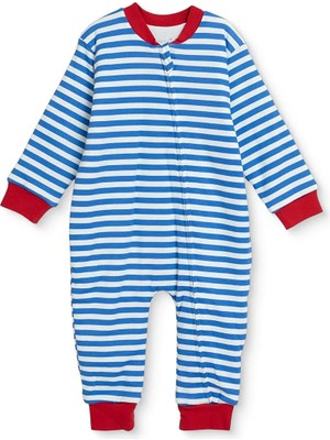 Messido Unisex Uyku Tulumu Çizgili Fermuarlı Bisiklet Yaka Long Sleeve Ribanalı