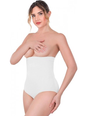 Marsilyan™ Beyaz Mı  2080 Yüksek Bel Çıtçıtlı Slip Korse