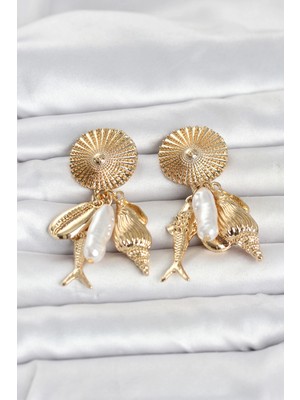 Butik Gold Renk Deniz Temalı Vintage Kadın Küpe