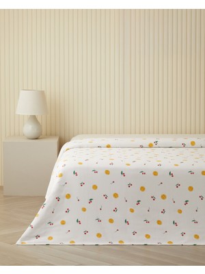 English Home Sevilla Baskılı Pamuklu Çift Kişilik Pike 200x220 cm Sarı